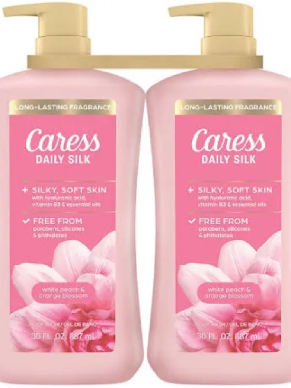 Caress Daily Silk White Peach & Orange Blossom Body Wash — Pink. 2 packs